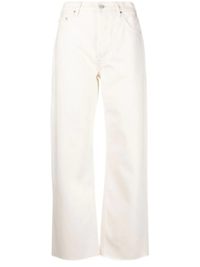 Shop Anine Bing Gavin Straight-leg Denim Jeans In White