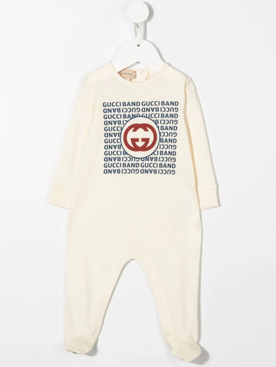 Shop Gucci Logo-print Detail Babygrow Set In Neutrals