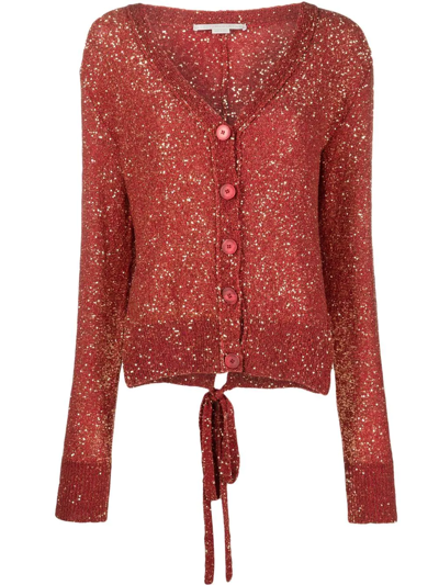 Shop Stella Mccartney Sequin-embellished Cardigan In Red