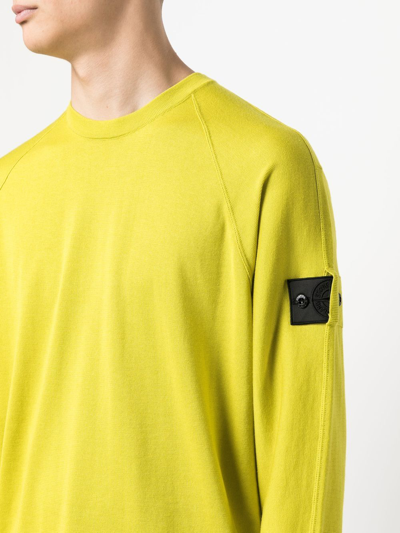 Shop Stone Island Shadow Project Logo-patch Long-sleeved Jumper In Green