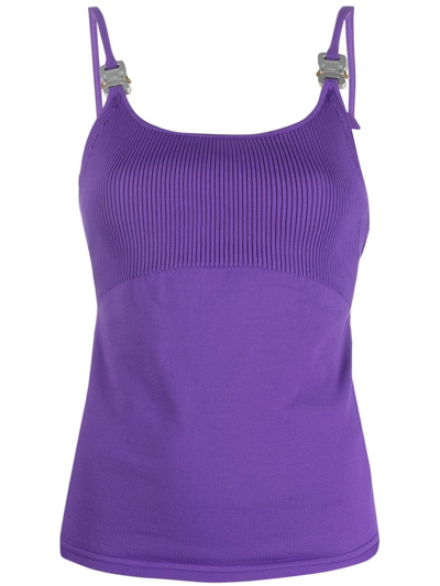 Shop Alyx Disco Buckle-detail Knitted Top In Purple