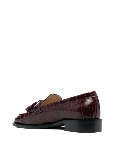 Stuart Weitzman Tassel-detail Crocodile Loafers In Red