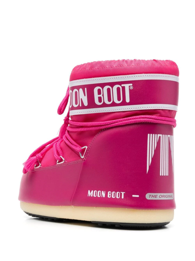 Moon Boot Mb Icon Low Glitter Woman Ankle Boots Pink Size 8-9.5 Plastic In Pink