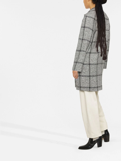 Twinset Double-breasted Check-print Coat In Black