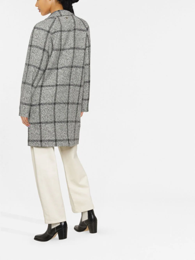 Shop Twinset Double-breasted Check-print Coat In Black
