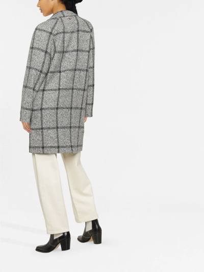 Twinset Double-breasted Check-print Coat In Black