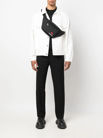 Shop Balenciaga Explorer Embroidered Belt Bag In Black