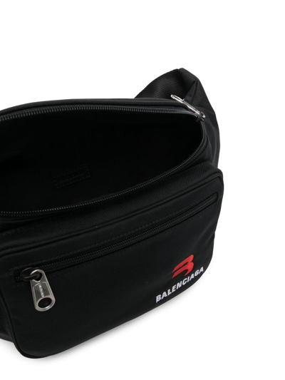 Shop Balenciaga Explorer Embroidered Belt Bag In Black