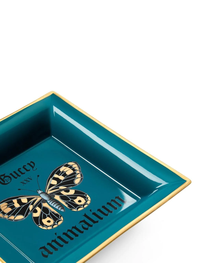Shop Gucci Animalium-print Porcelain Tray In Blue