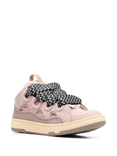 Shop Lanvin Curb Leather Low-top Sneakers In Pink