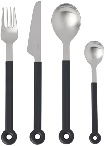 Shop Mono Black & Silver  Ring Cutlery Set