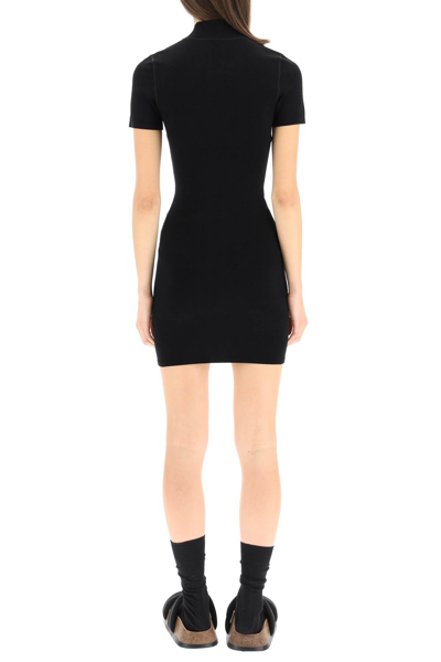 Shop Alexander Wang Bodycon Mini Dress With Logo In Black