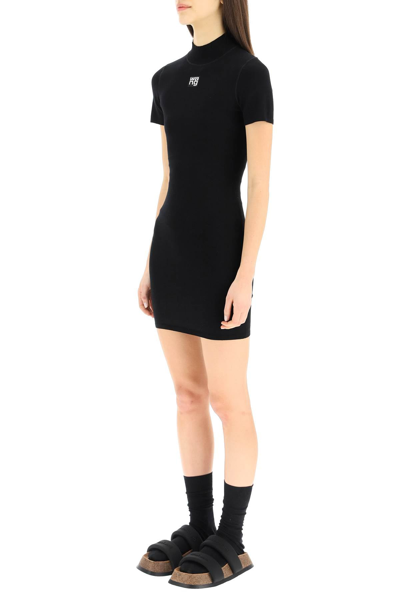 Shop Alexander Wang Bodycon Mini Dress With Logo In Black