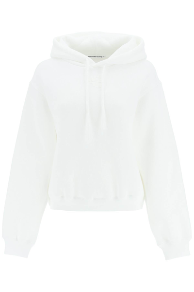 Shop Alexander Wang Logo Hoodie In White