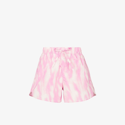 Shop Ganni Tie-dye Shorts - Women's - Recycled Polyester/polyester In Pink