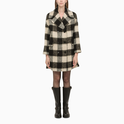 Shop Red Valentino Check Printed Coat Ivory And Black In Multicolor