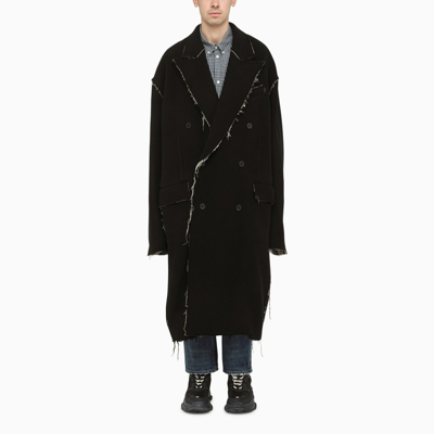 Shop Balenciaga Raw Edge Reversible Coat In Black