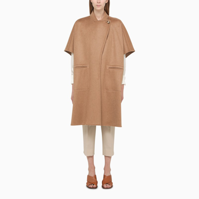 Shop Max Mara Brown Wool And Cashmere Cape