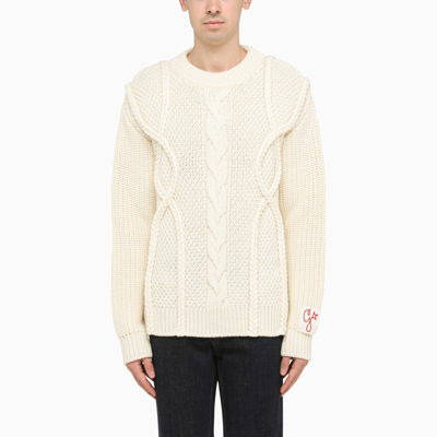 Shop Golden Goose White Woven Sweater