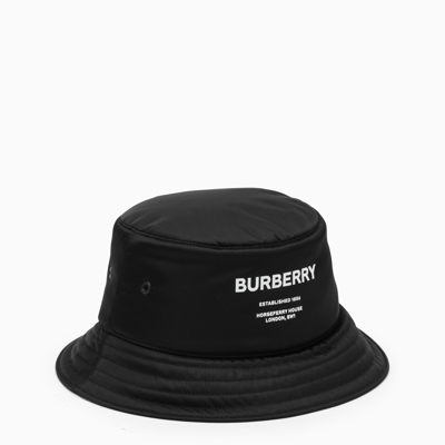 Shop Burberry Black Logo-print Bucket Hat