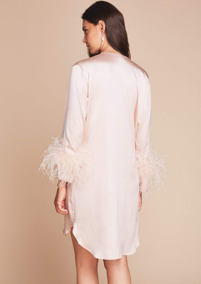 Shop Gilda & Pearl Camille Silk And Feather Shirt Dress In  Oyster