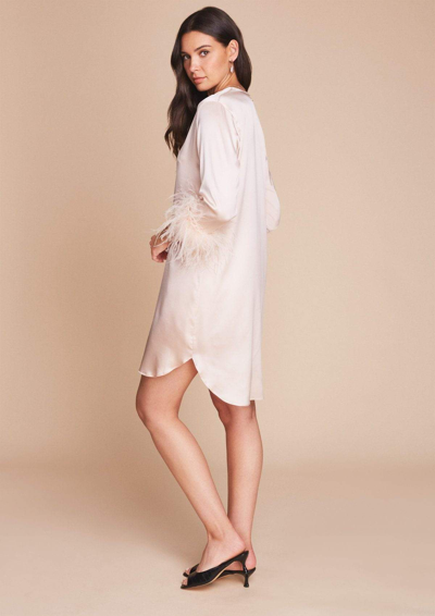 Shop Gilda & Pearl Camille Silk And Feather Shirt Dress In  Oyster