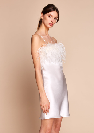 Gilda & Pearl Camille Silk And Feather Slip Ivory In  Ivory