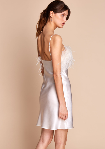 Gilda & Pearl Camille Silk And Feather Slip Ivory In  Ivory