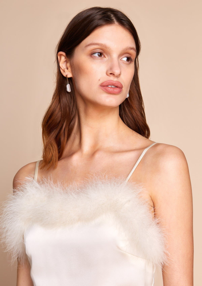 Shop Gilda & Pearl Coco Ivory Silk And Feather Slip Dress