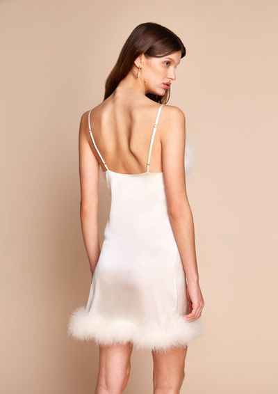 Shop Gilda & Pearl Coco Ivory Silk And Feather Slip Dress