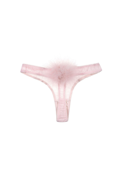 Shop Gilda & Pearl Diana Silk And Feather Pom Pom Thong In  Marilyn