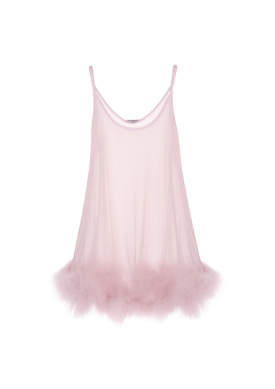 Shop Gilda & Pearl Diana Silk And Marabou Feather Babydoll