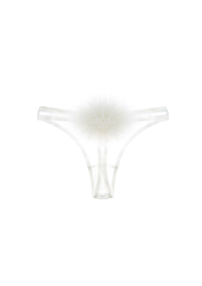 Shop Gilda & Pearl Diana Silk And Marabou Feather Pom Pom Thong