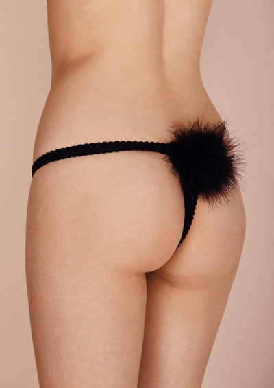 Gilda & Pearl Diana Silk And Marabou Feather Pom Pom Thong