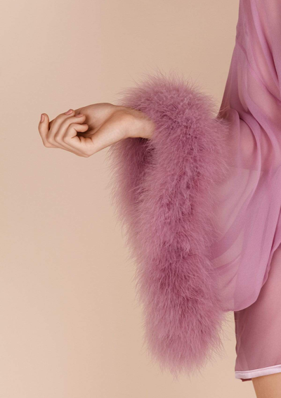 Gilda & Pearl Diana Silk And Marabou Feather Robe In  Boudoir Rose