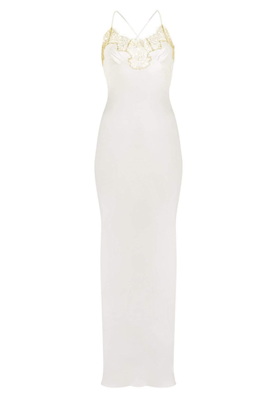 Shop Gilda & Pearl Gina Long Silk And Lace Slip