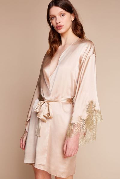 Shop Gilda & Pearl Gina Short Robe In  Almond