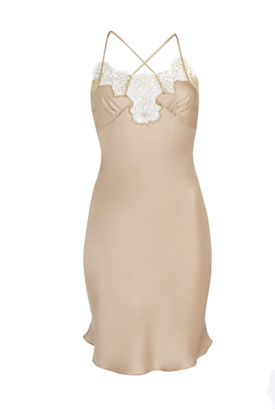 Shop Gilda & Pearl Gina Short Silk And Lace Slip