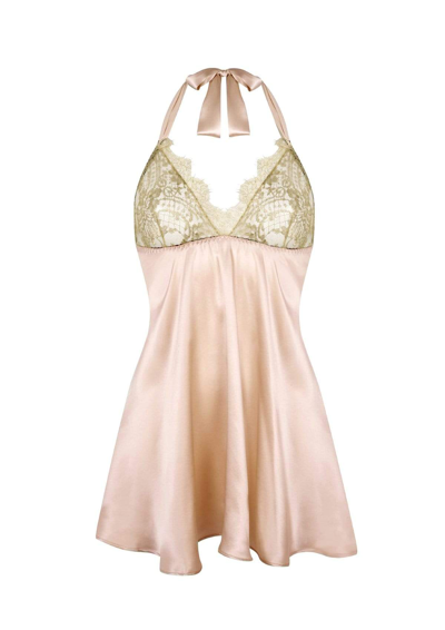 Shop Gilda & Pearl Harlow Silk And Gold Lace Babydoll