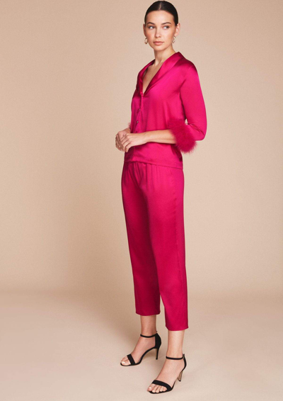 Gilda & Pearl Kitty Silk Pyjama Set In  Hollywood Rose