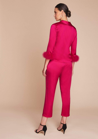 Gilda & Pearl Kitty Silk Pyjama Set In  Hollywood Rose