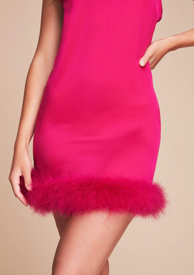 Shop Gilda & Pearl Kitty Silk And Feather Slip Dress In Hollywood Rose Pink
