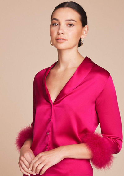 Gilda & Pearl Kitty Silk Pyjama Set In  Hollywood Rose