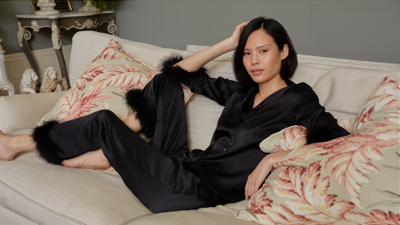 Gilda & Pearl Pillow Talk Feather Trim Pyjama Set