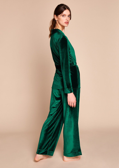 Shop Gilda & Pearl Saratoga Emerald Velvet Pyjama