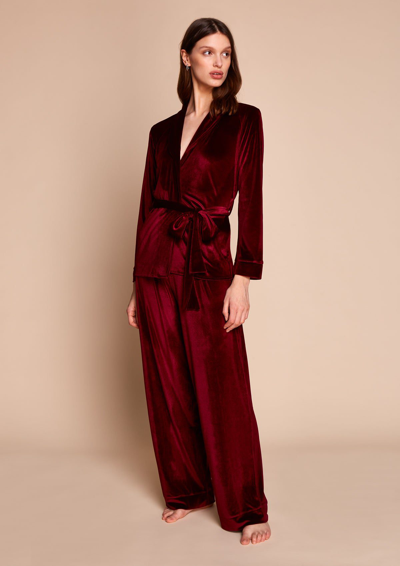 Shop Gilda & Pearl Saratoga Damson Velvet Pyjama