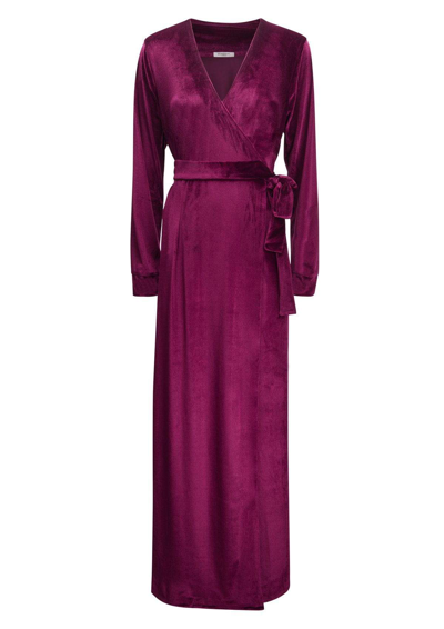 Gilda & Pearl Saratoga Damson Velvet Robe In  Damson