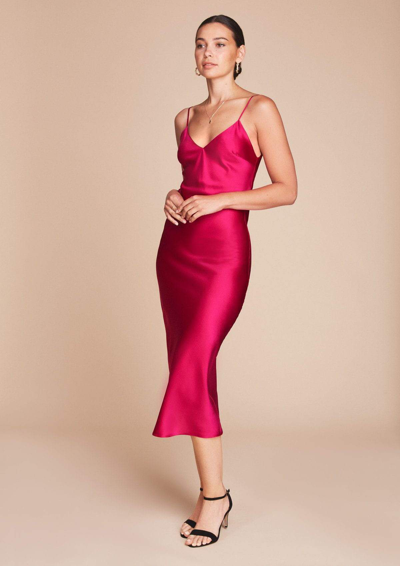 Shop Gilda & Pearl Sophia Midi Silk Slip Dress In Hollywood Rose Pink