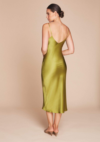 Gilda & Pearl Sophia Silk Midi Slip Dress In  Chartreuse
