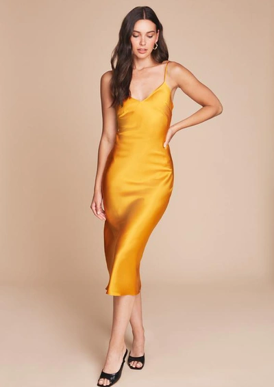 Shop Gilda & Pearl Sophia Midi Silk Slip Dress In Fire Opal